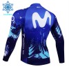 Wielershirt 2024 Movistar Team Lange Mouw Winter Thermal Fleece Blauw